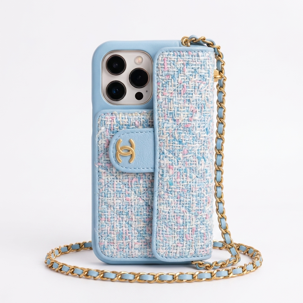 Coque CC Tweed Bleu Givré — Maison CC