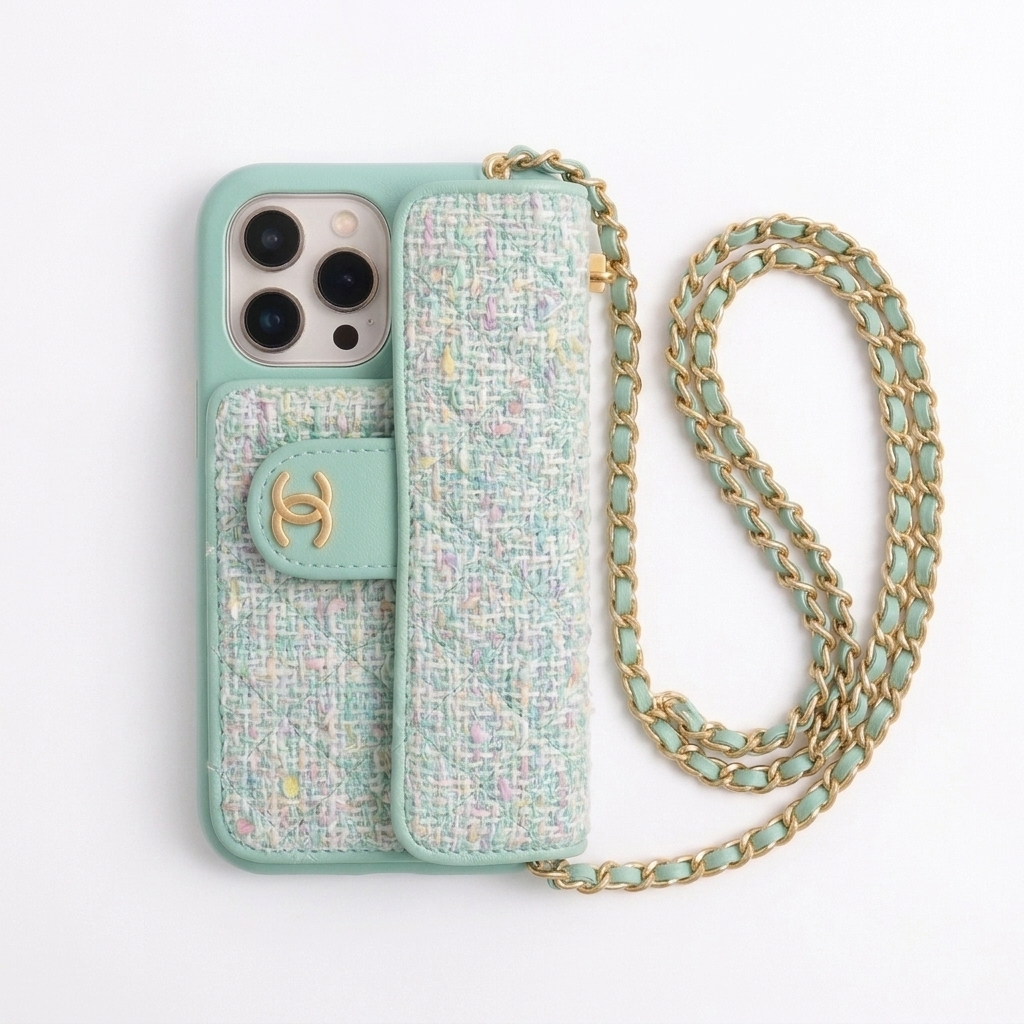 Coque CC Tweed — Vert Menthe